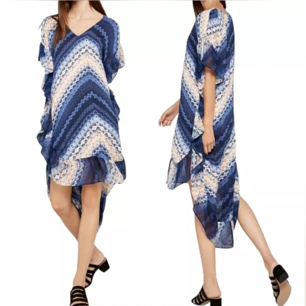 Blue and Cream Chevron Maxi Dress